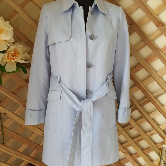 DAVID LAWRENCE | Trench Coat | Powder Blue | Size: AU 8 | Like New Condition - Picture 8 of 12